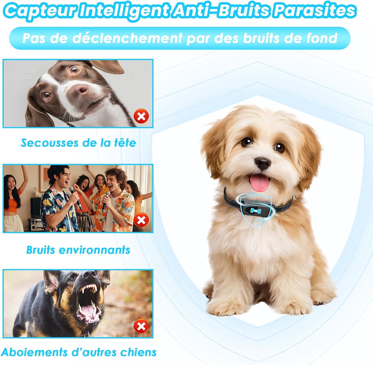 Coleira para cães com modo de som/vibração, coleira inteligente com detecção de latidos. - 6