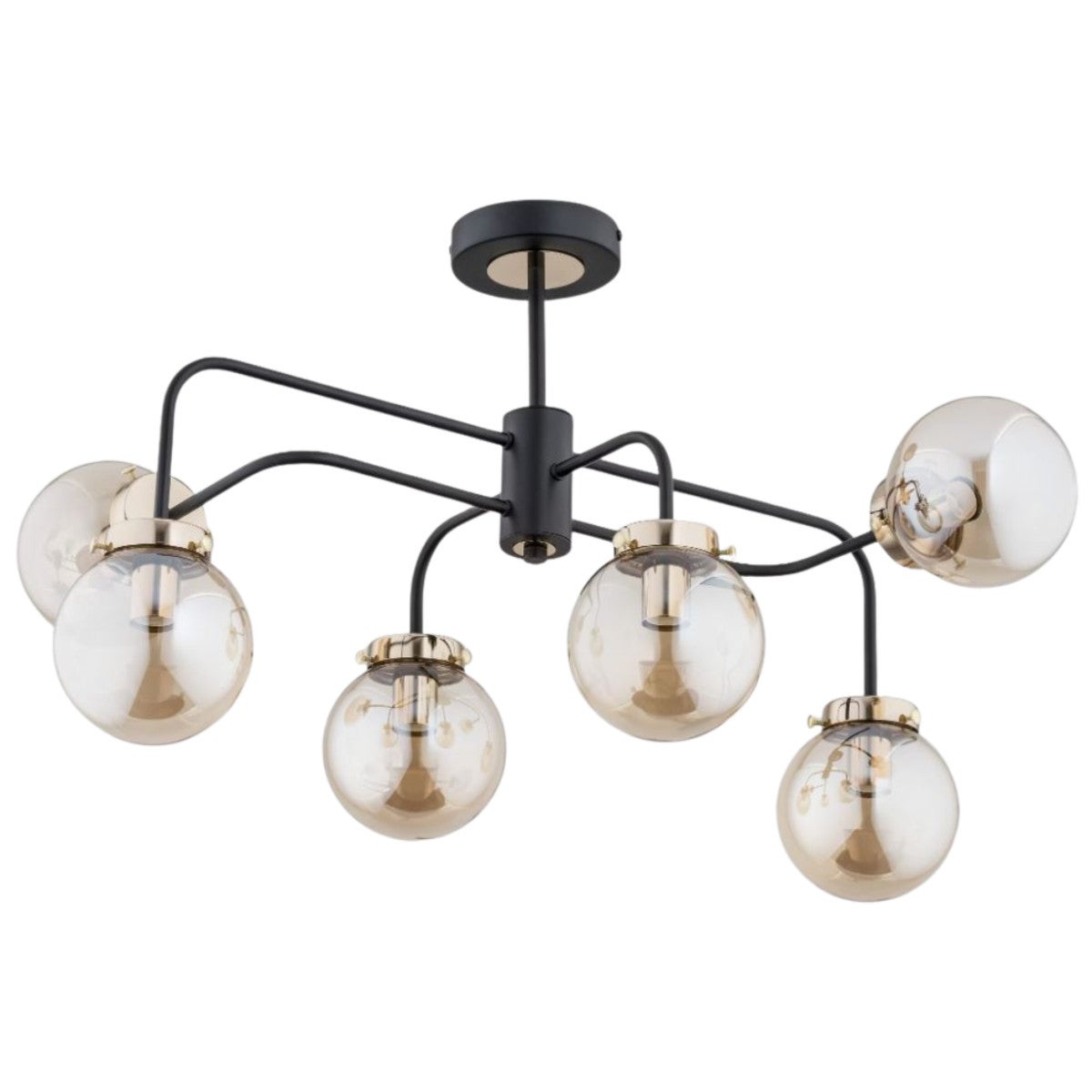 Lampa wisząca Linio czarno-złota 6xE27x60W wym: 44 x 60 x 72 cm szkło Alfa
