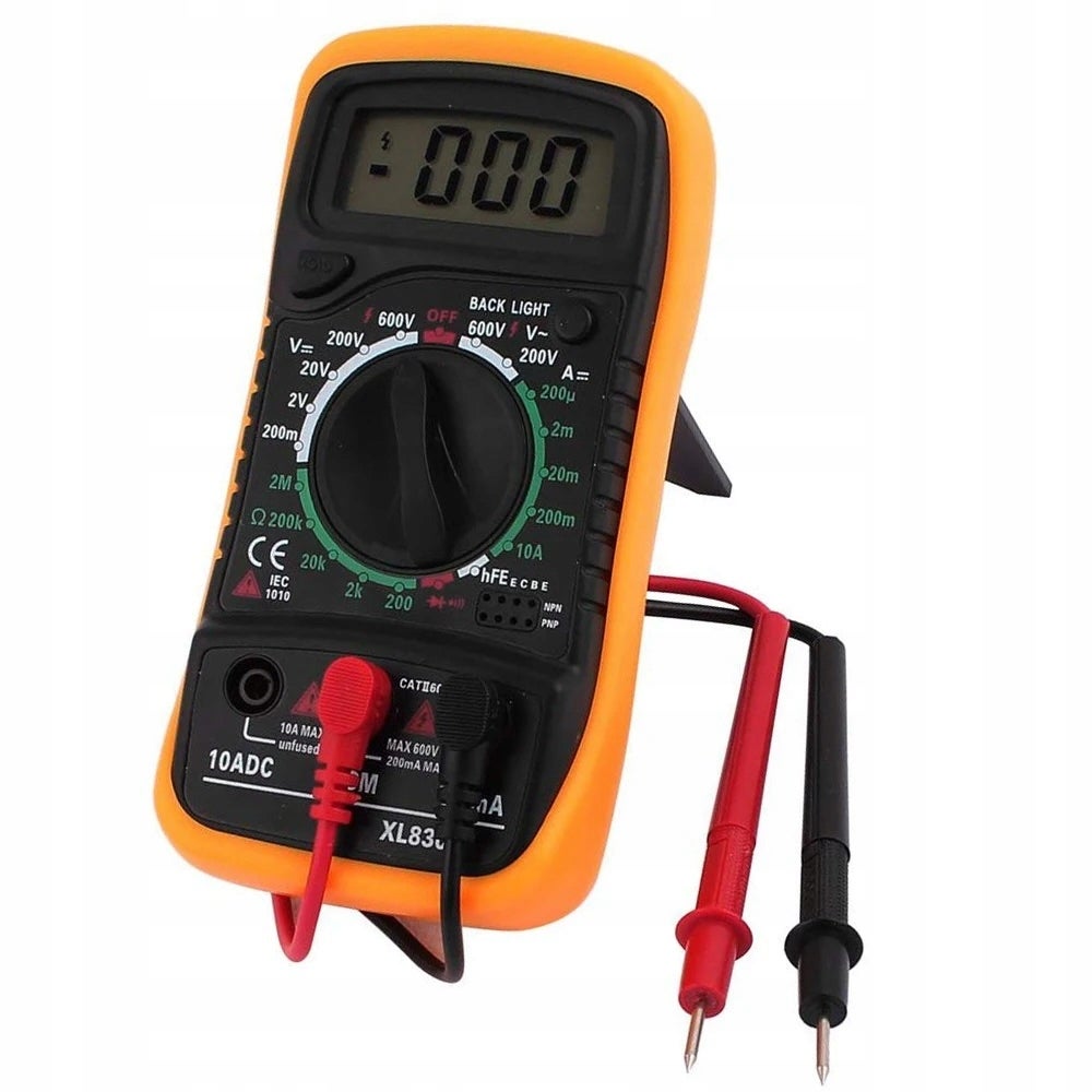 Multimètre Numérique XL830L avec Câbles Crocodile 100 cm – 1000V 15A | LCD Rétroéclairé | Test Électronique - 2