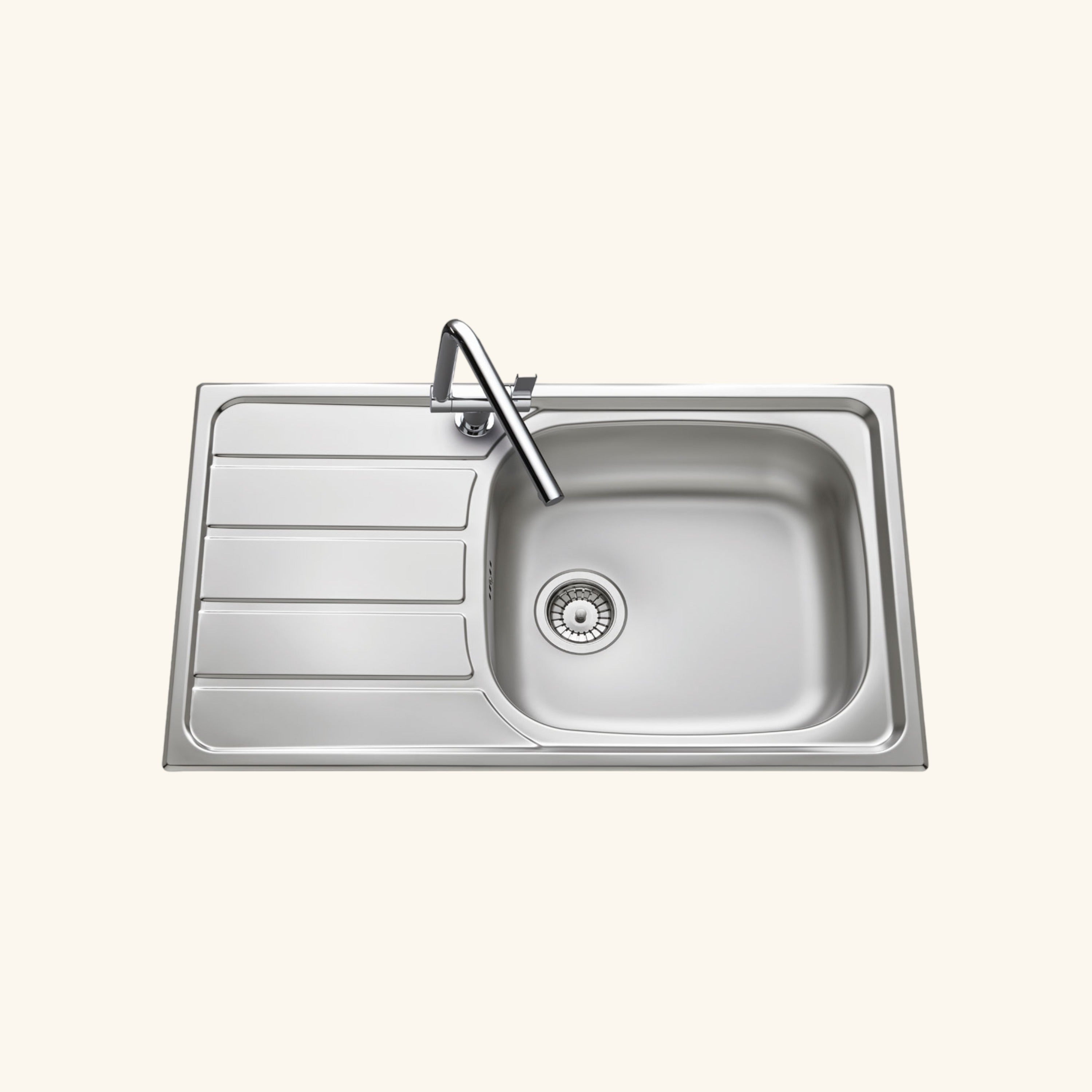 Évier inox lisse Luisina ROCK 1 grand bac 1 petit égouttoir | Leroy Merlin