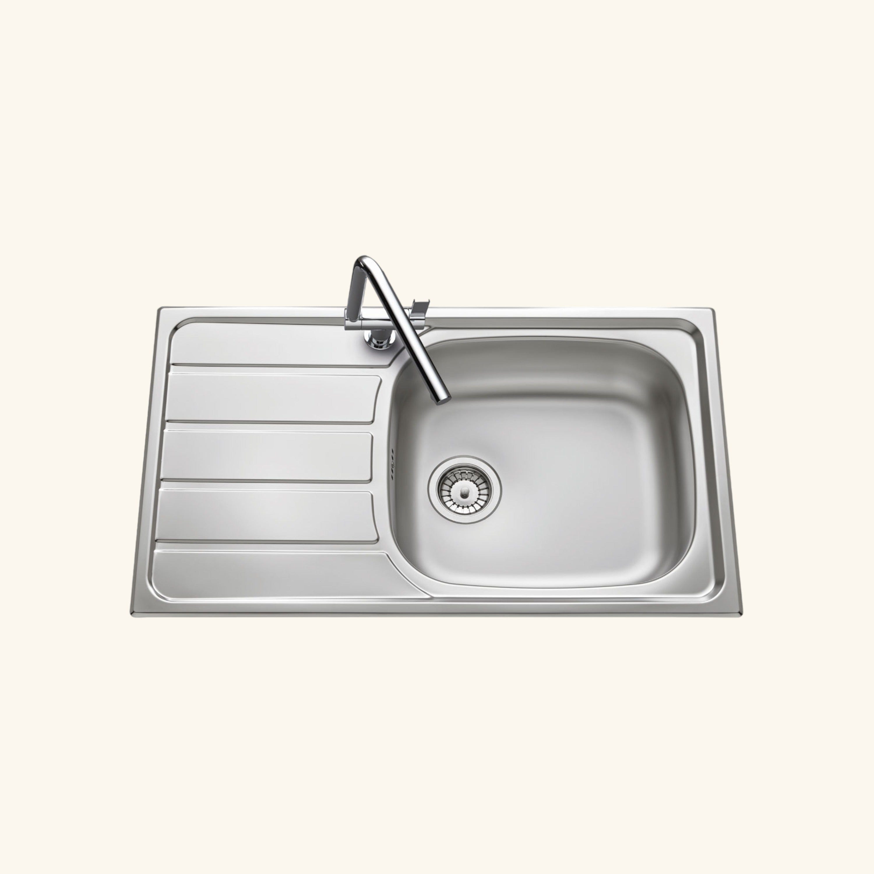 Évier inox lisse Luisina ROCK 1 grand bac 1 petit égouttoir | Leroy Merlin