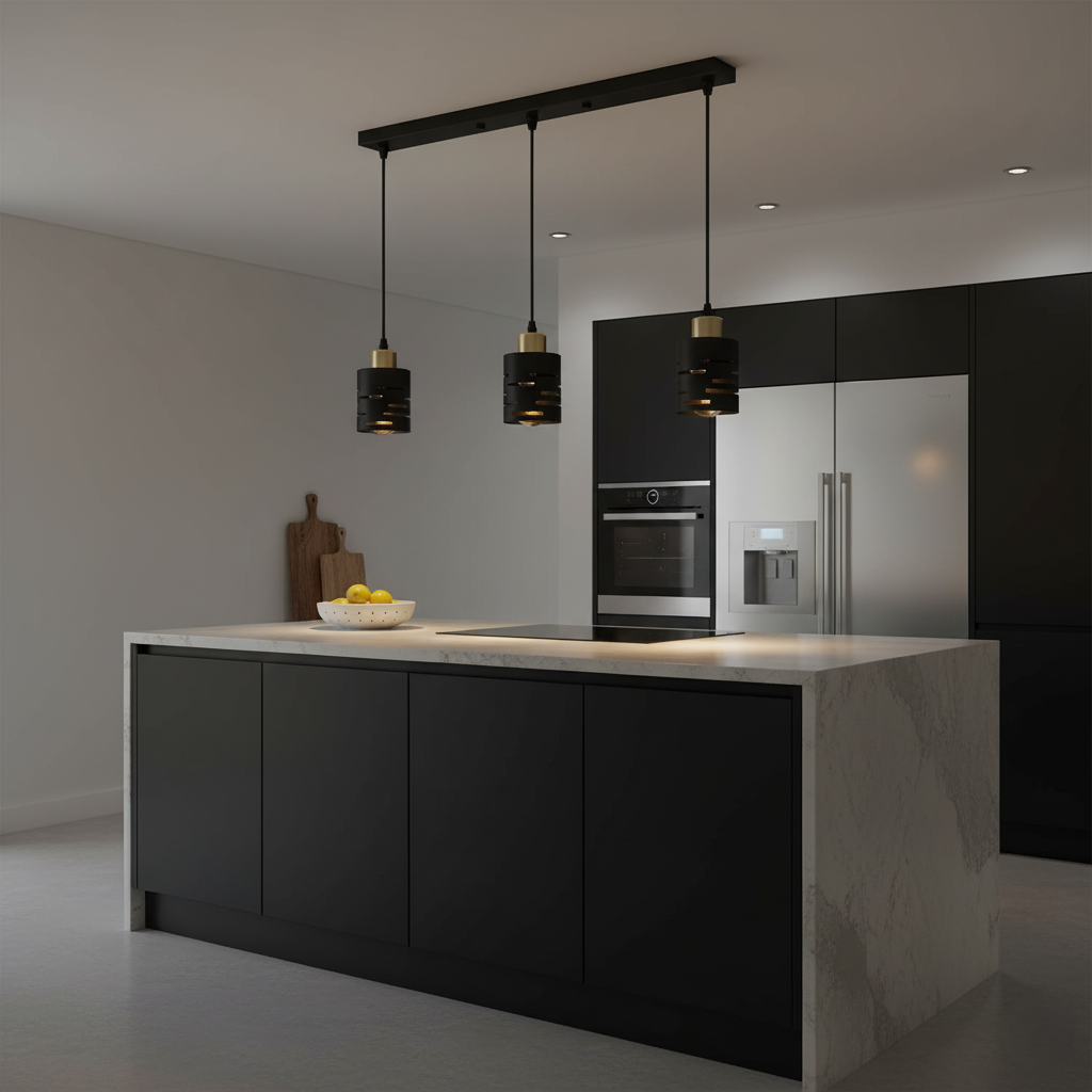 Lampa wisząca sufitowa 3x E27 LED Elen IP20 100cm żyrandol czarna złota MasterLED - 3