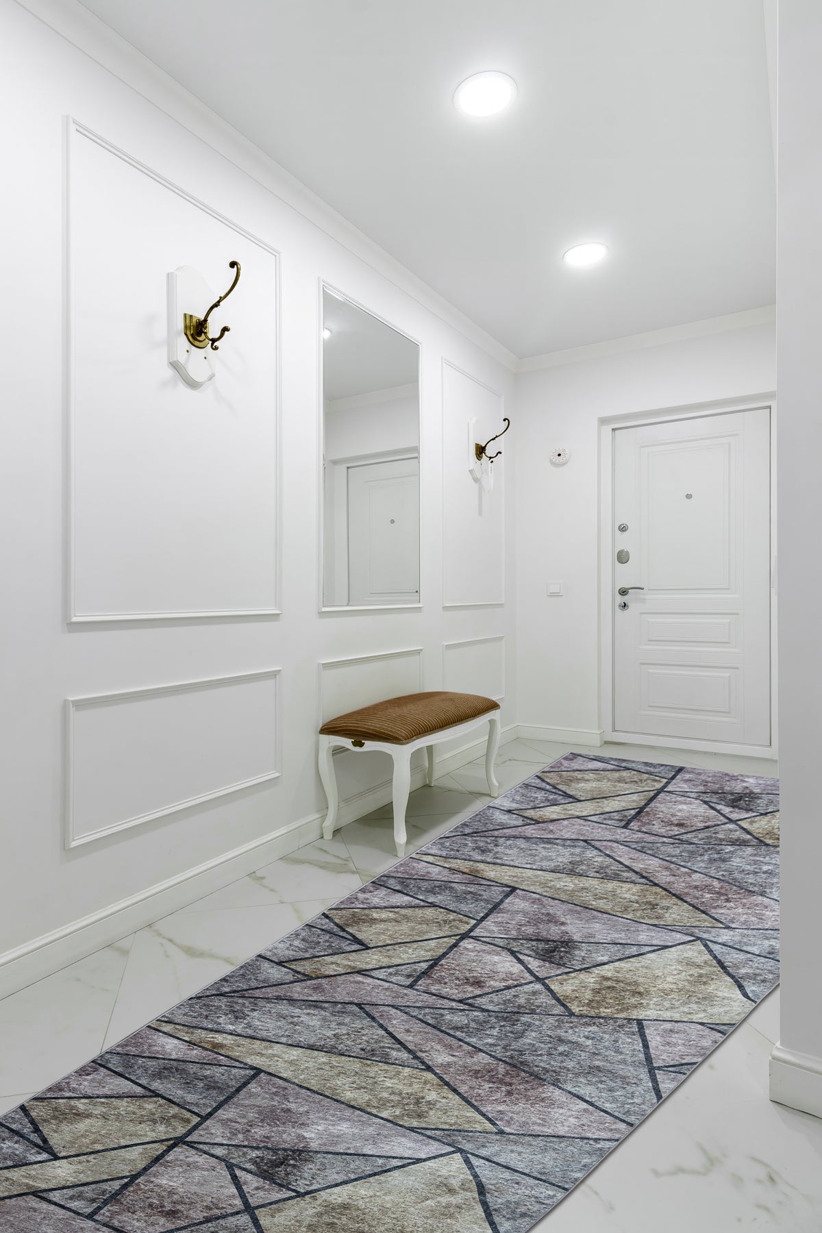 TAPIS DE COULOIR antidérapant LOTUS MOSAIC 22010 Mosaïque gris lavable 120cm 120x450 cm - 3