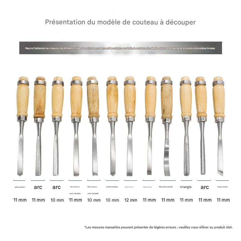 Un ensemble de 12 ciseaux à bois, parfaits pour les projets de bricolage et d'artisanat, et idéaux pour les débutants en sculpture sur bois - 2