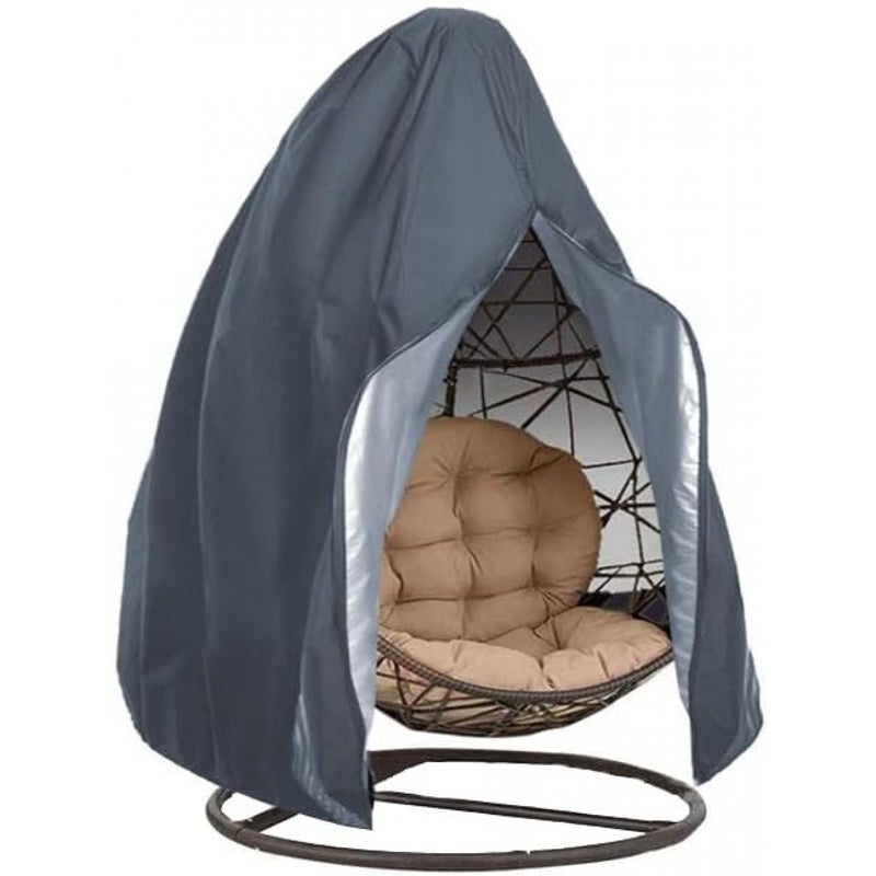 Wodoodporny pokrowiec na krzesło wiszące z zamkiem błyskawicznym, 115 x 190 cm (szary)