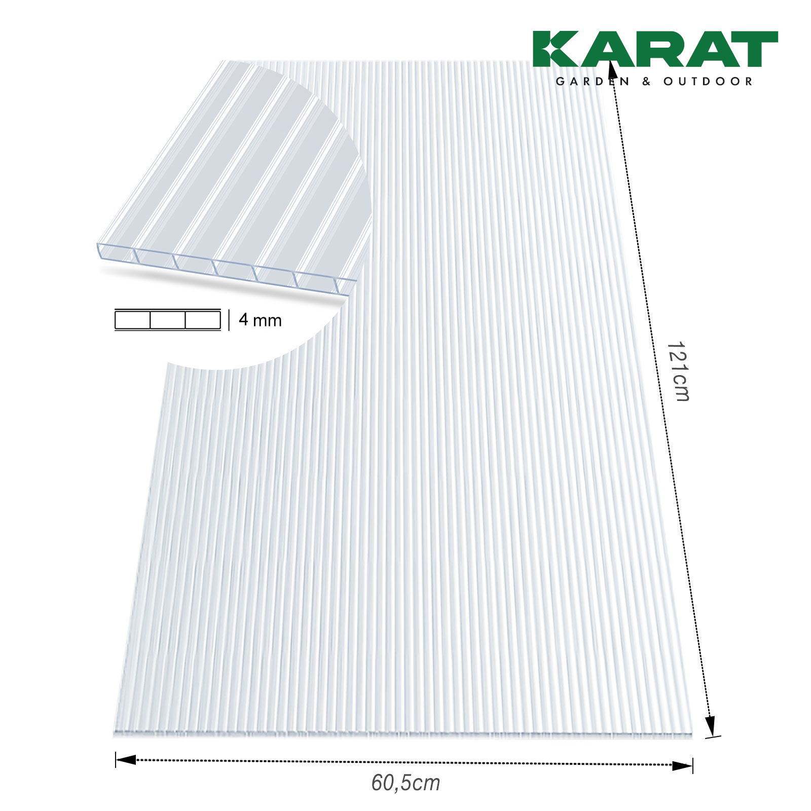 Panneau alvéolaire Serre de jardin 60,5 x 121 cm Ep = 4 mm - 4