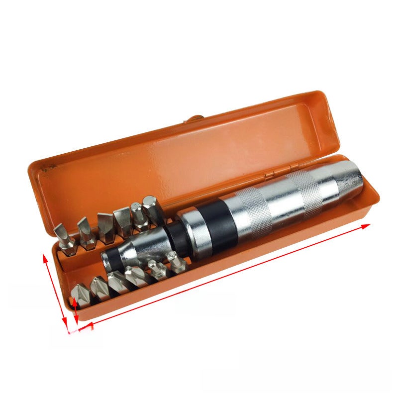 Coffret de 14 tournevis à percussion en acier chrome-vanadium, avec boîte en fer, pour démontage de vis rouillées et travaux de quincaillerie - 6