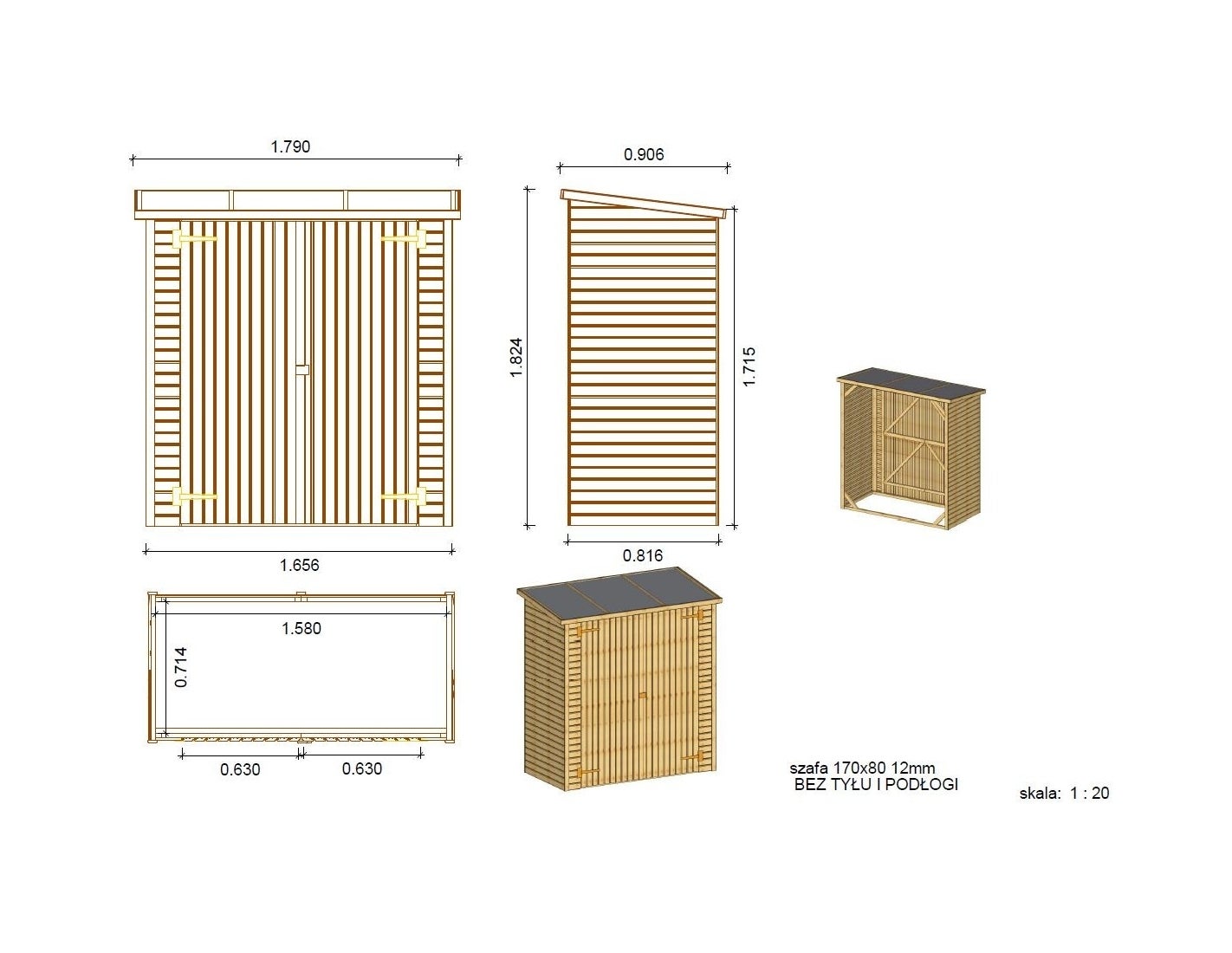 Armadio porta attrezzi da esterno 1.66x0.82 m H.1.86 - DOM85 - ALTANKA - 4