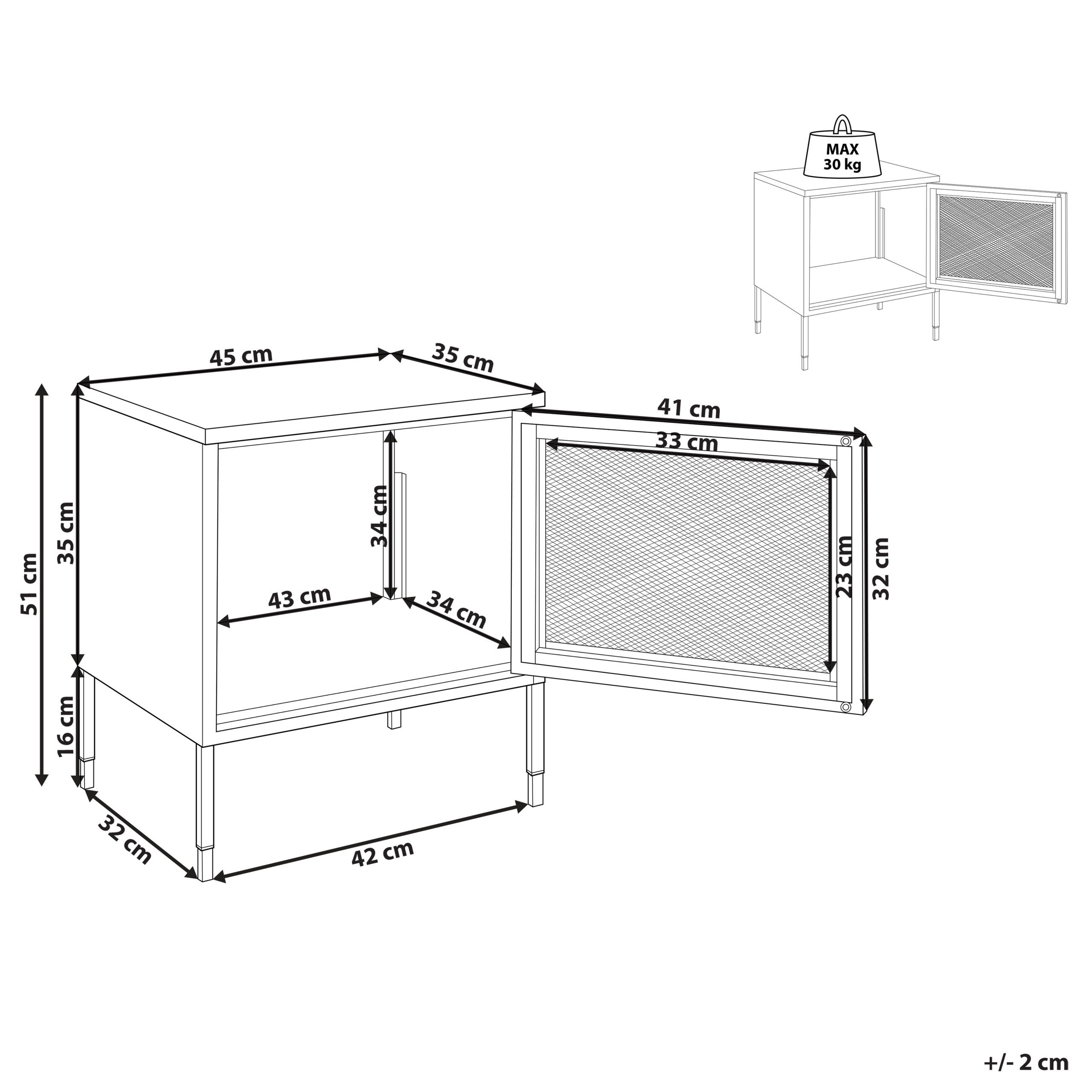 Comodino OSSETT Metallo Rosso scuro - 3