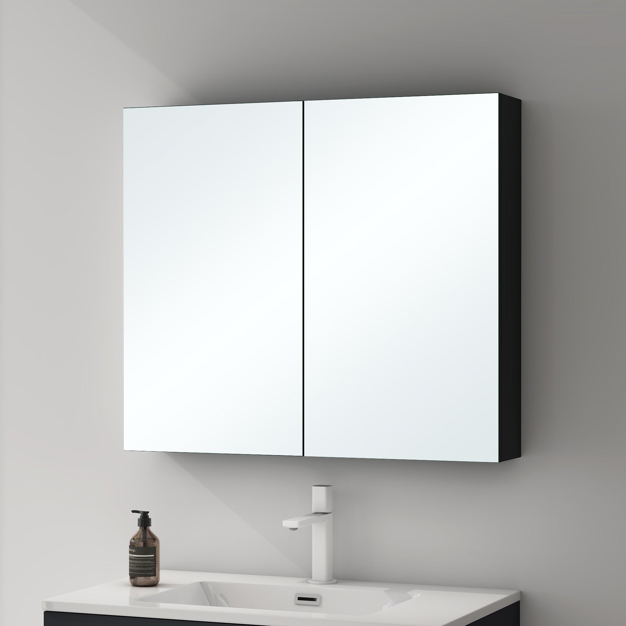 Sapho Integra - Armoire de toilette encastrée avec éclairage LED, 96x70 cm, miroir/alu titane IN095
