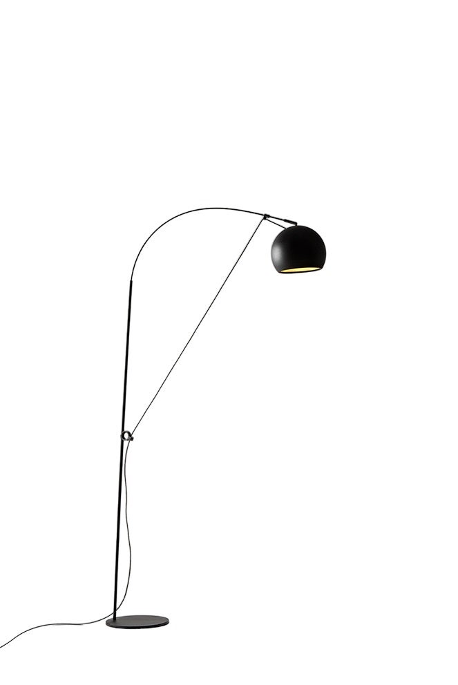 Metalowa lampa podłogowa Perenz, czarna, średnica 30 cm, regulowana wysokość 274 cm, żarówka 1xE27 maks. 60W nie jest dołączona.