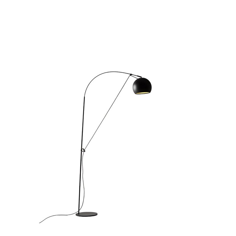 Metalowa lampa podłogowa Perenz, czarna, średnica 30 cm, regulowana wysokość 274 cm, żarówka 1xE27 maks. 60W nie jest dołączona.