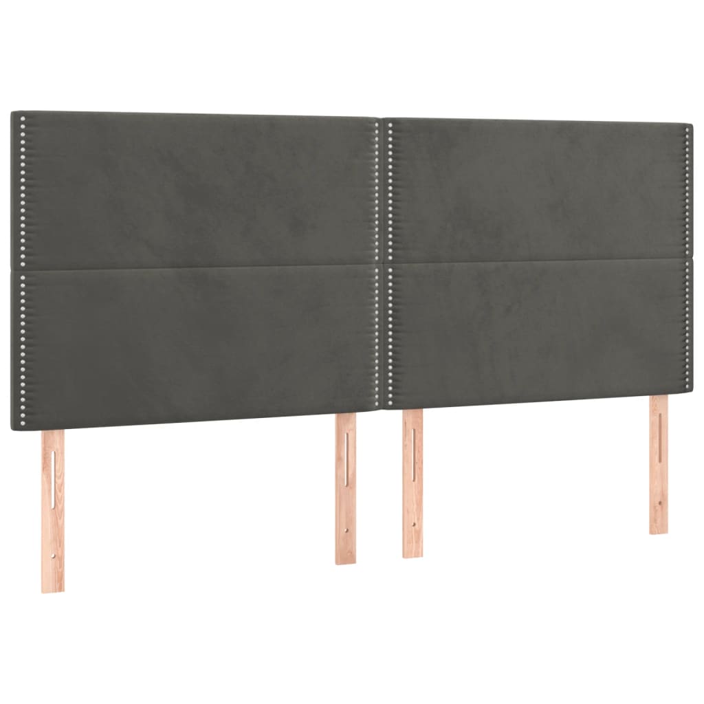 Cadre de lit sans matelas gris foncé velours - 9