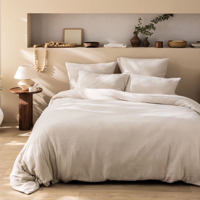 Parure de lit unie en coton, GAZE DE COTON