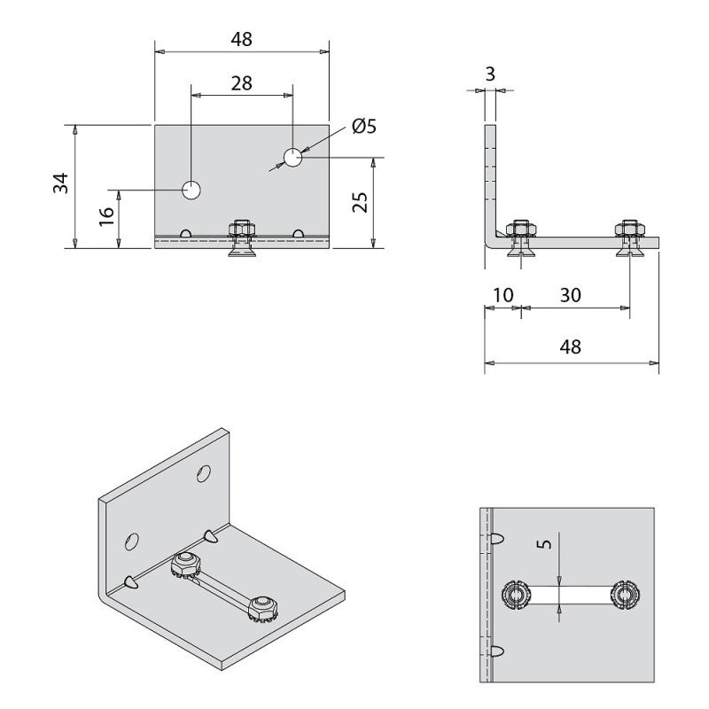 Equerre double de fixation murale de 2 rails jumelés pour SLID'UP 1200 - 2