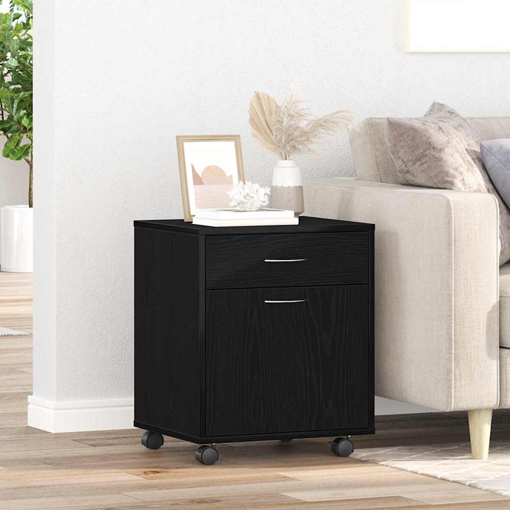 Vidaxl Gabinete Rodante Con Rueda Roble 45 X 38 X 54 Cm Negro , Leroy Merlin