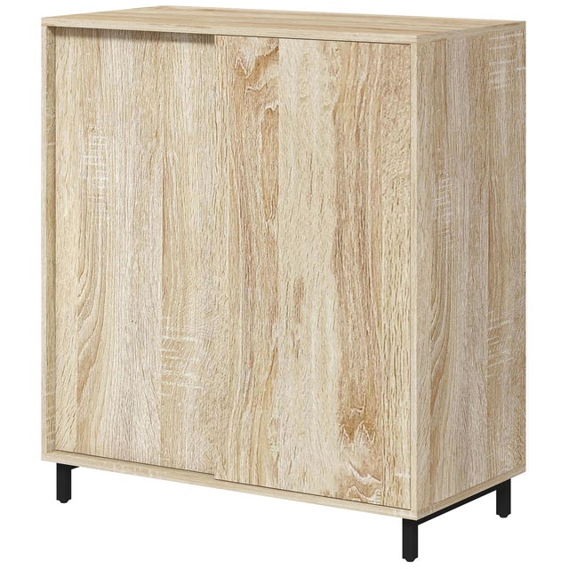 HOMCOM Mobile Scarpiera a 4 Livelli in Truciolato e Acciaio con Porta Scorrevole e Ripiani Regolabili per max 12 Paia di Scarpe, 80x40x93 cm