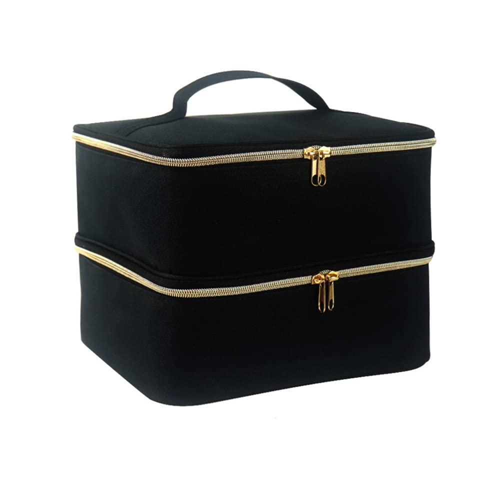 Organisateur De Vernis à Ongles - Noname - Vanity Case - Capacité 30 Flacons - Design Double Couche - Nylon Bleu - Bagagerie - Maroquinerie