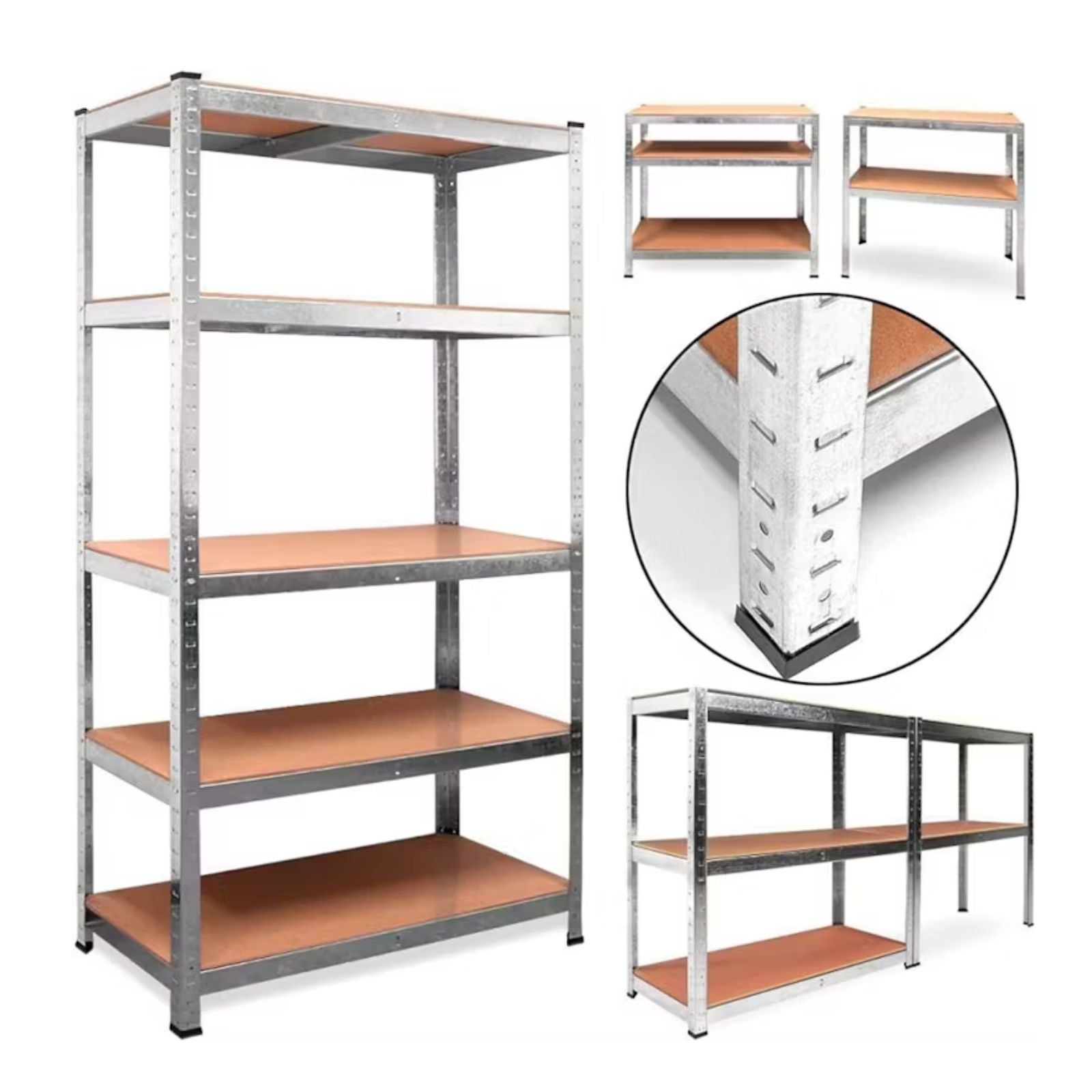 Pacote de 5 Estantes Metálicos Galvanizados DASCK – 5 Prateleiras por Unidade, 875 kg cada (180 x 90 x 40 cm) – Total 4375 kg - 2