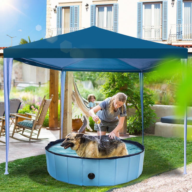 Carpa pabellón de 3 x 3 m, impermeable, para jardín, para fiestas, cerveza, color azul - 7