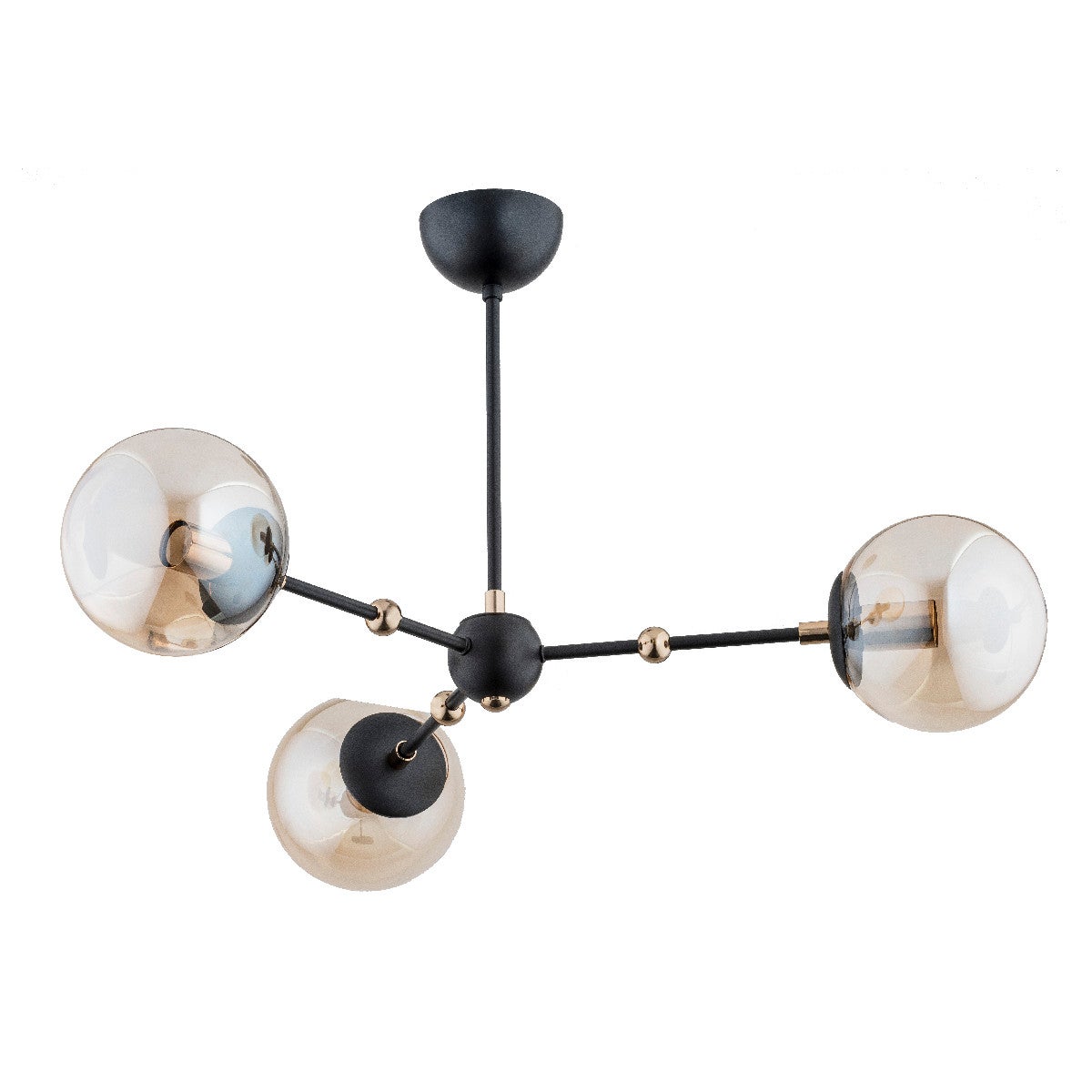 Lampa sufitowa wisząca Itoris czarno-złota-bursztynowy 3xE14x10W nowoczesna wym: 45 x 65 x 65 cm metal Alfa