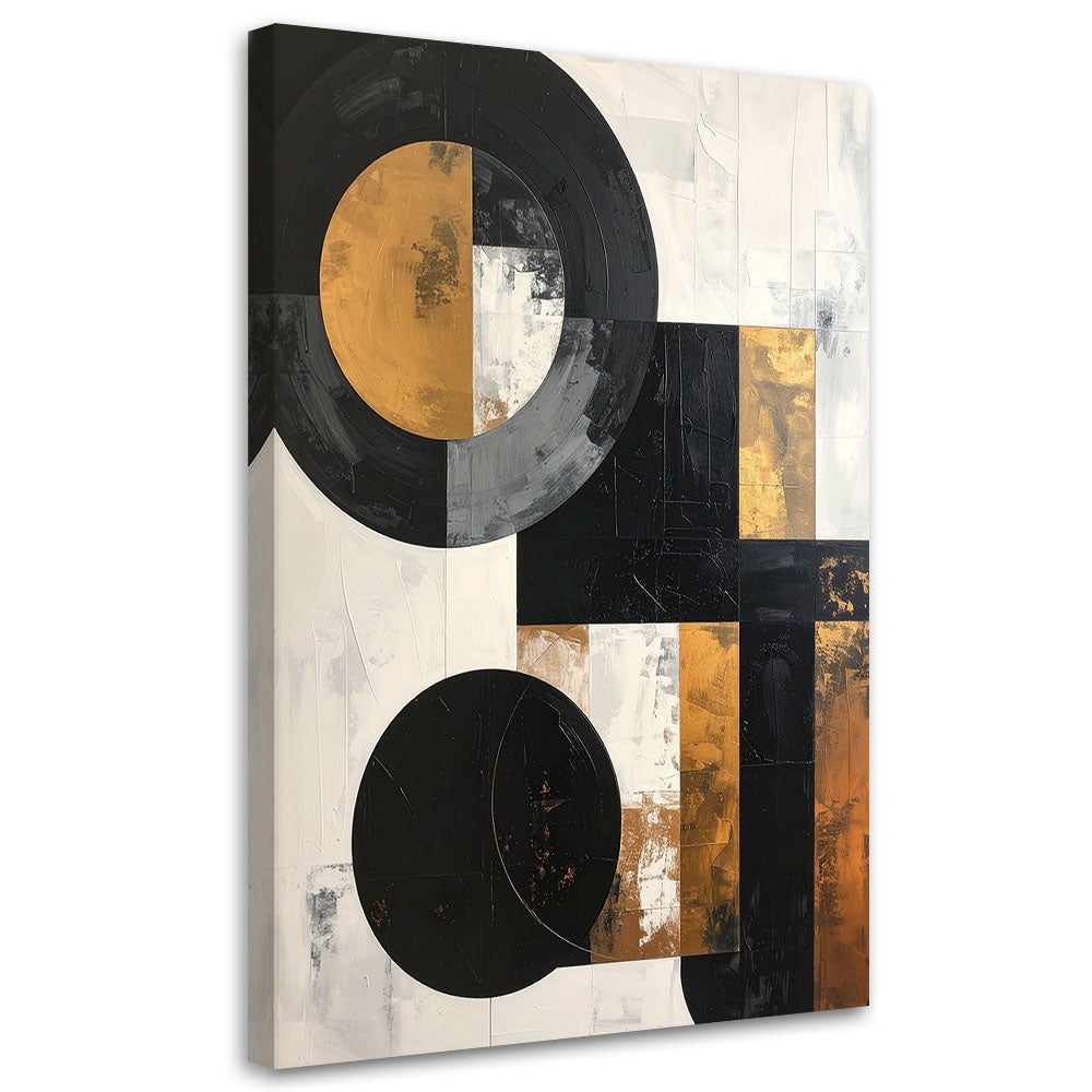Obraz do salonu sypialni biura loftu, Abstrakcja kształty Geometryczne Złoty 80x120
