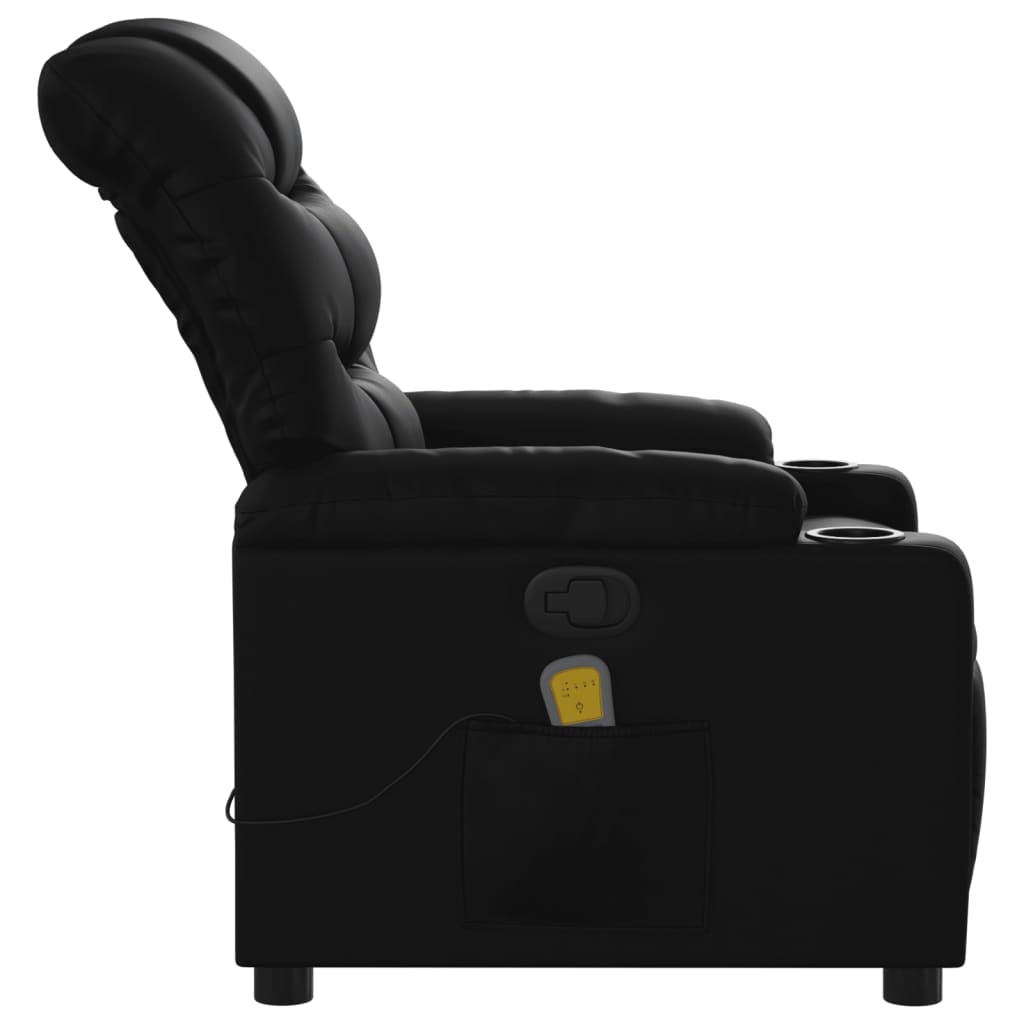 Fauteuil de Salon，Chaise，Fauteuil de massage inclinable noir similicuir - 8