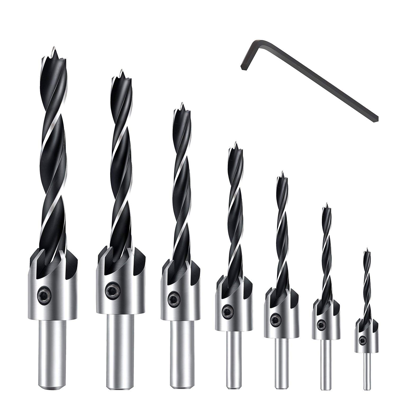 Zestaw 7 wierteł krętych – Do obróbki drewna – 3–10 mm
