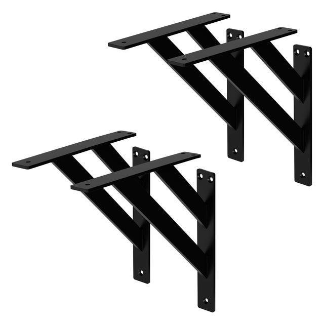 4x Supporto per mensole in alluminio nero 240x240 mm staffe per mensola pesanti