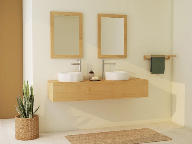 Meuble sous vasque suspendu en bois de mindi - 150 cm - TIDORE