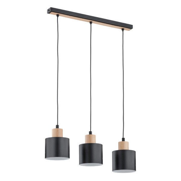 Lampa wisząca Ivo czarna-jasne drewno 3xE27x15W wym: 90 x 52 x 12,5 cm metal Alfa