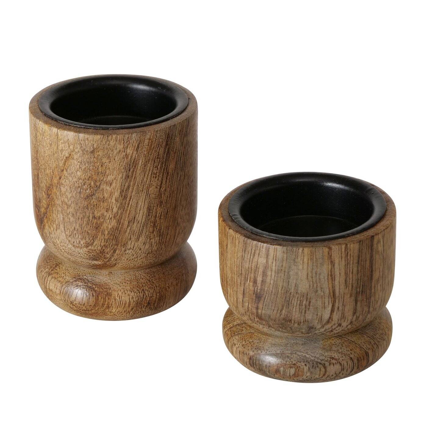 Porte-bougie en bois NUMLI, bois de mangue, lot de 2, Boltze Home ...
