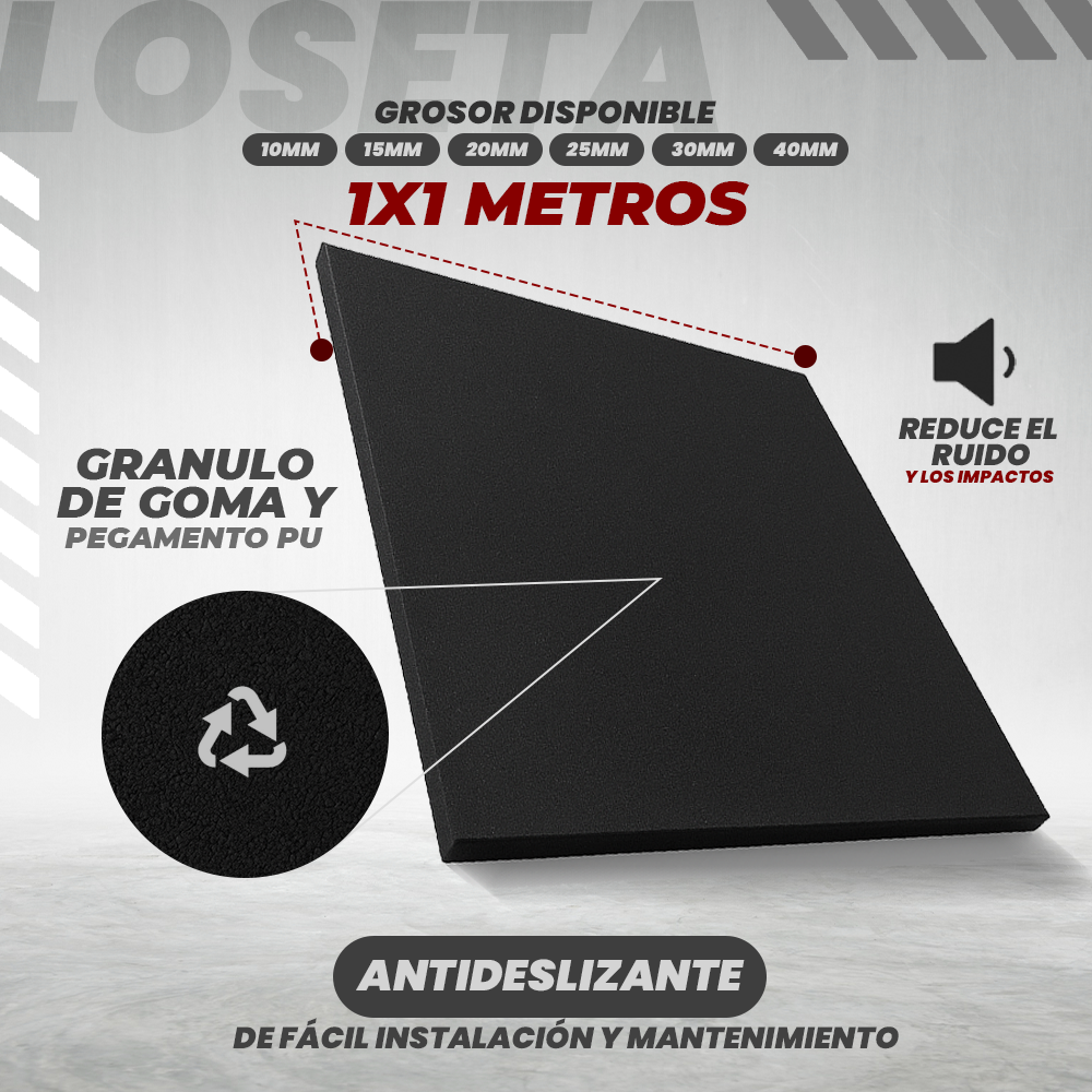 Pavimento de ginásio em ladrilhos de borracha 1x1m de 1,5 cm Viok Sport - 4