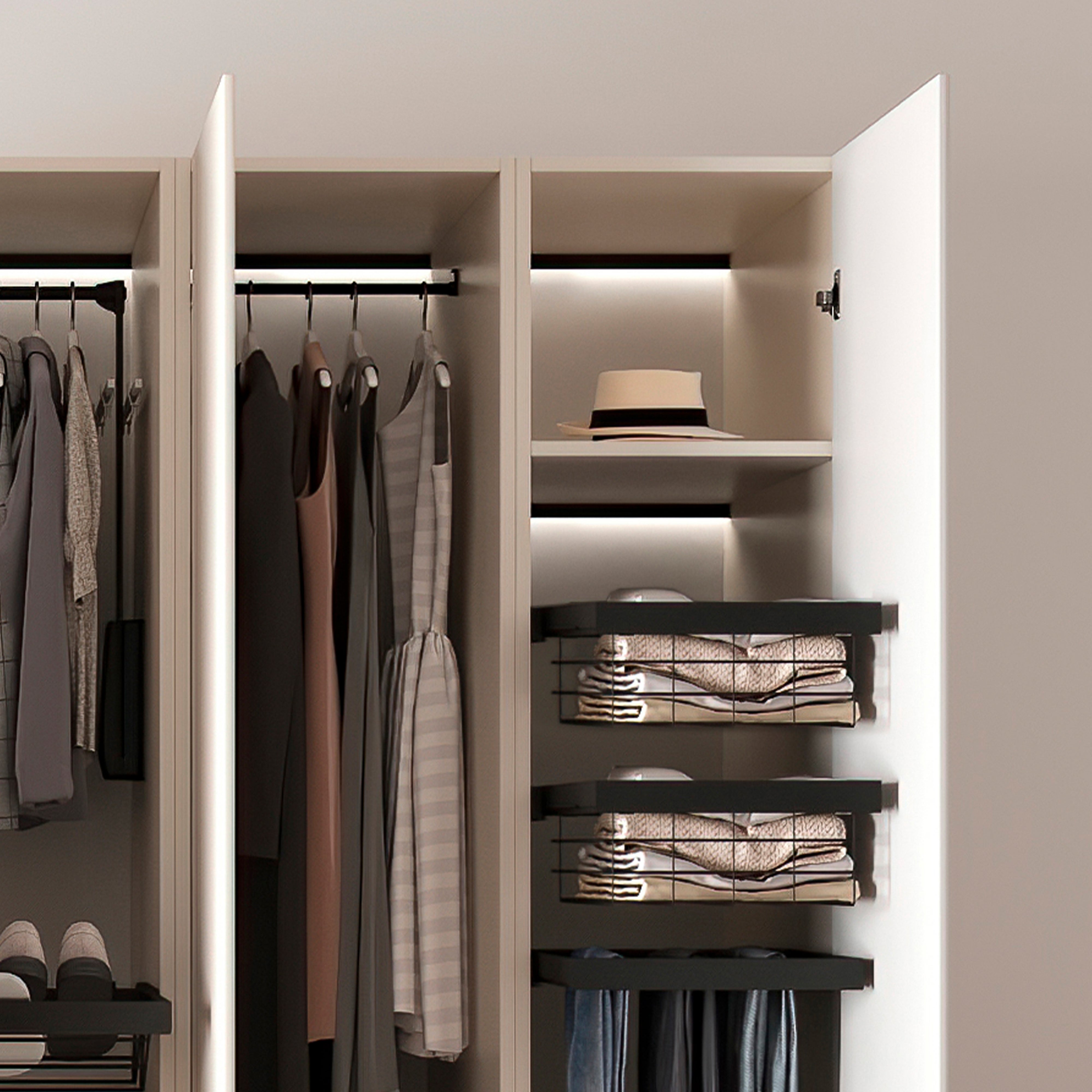 Emuca Jeu d'entretoises latérales pour le cadre Hack, Plastique noir, Plastique, 1 lot de 4 unités - 4