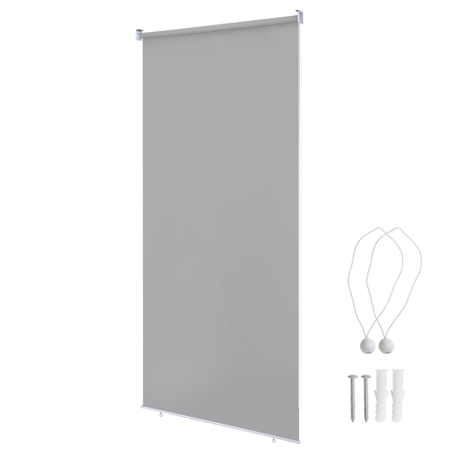 Zestaw 2 Rolety Pionowe 160x240 cm na Balkon Brise Vista Tela Wodoodporna Ociemniająca 80% Jasnoszary Fixation