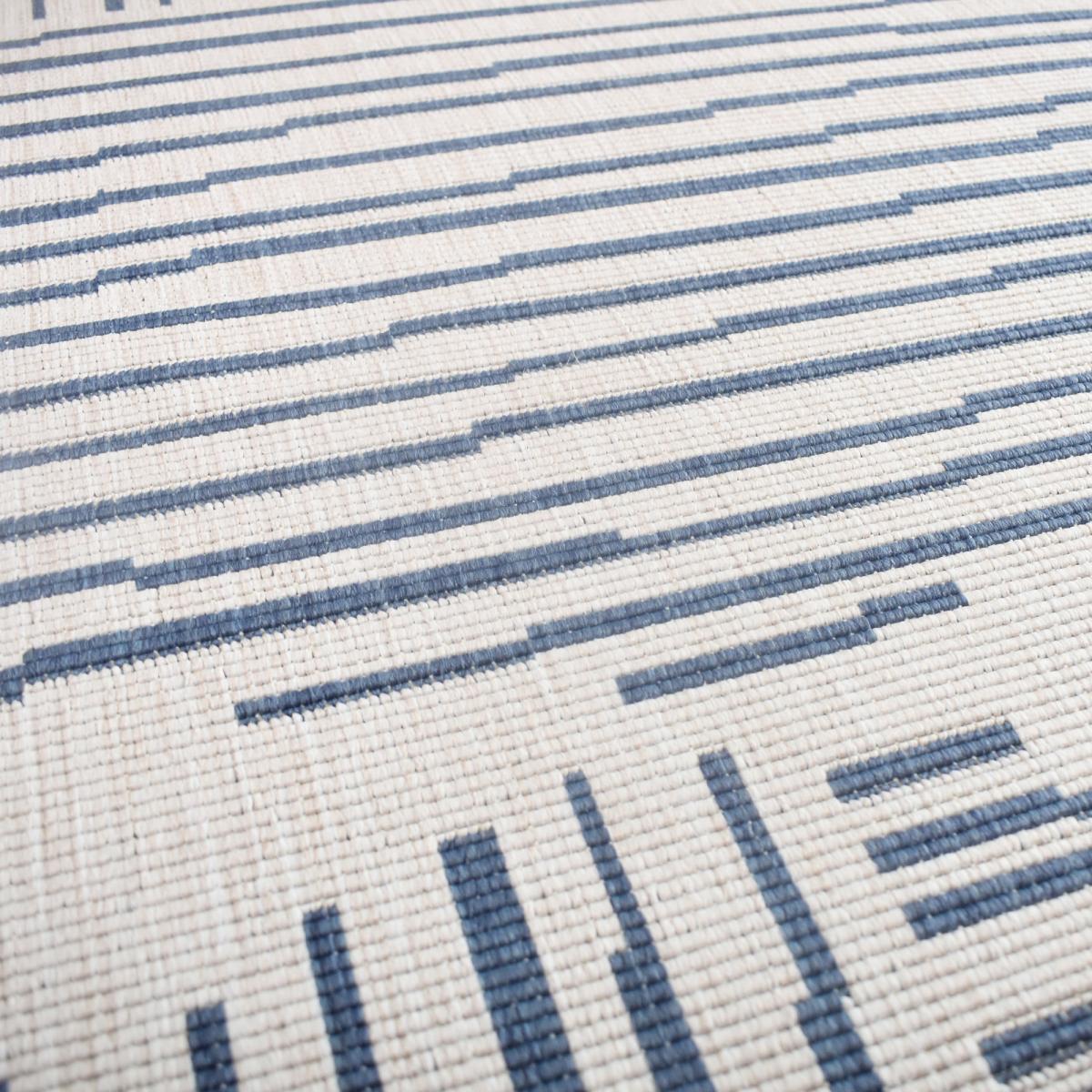 Tapis extérieur, kilim reversible 200x290 LYN2 BL REVERSIBLE bleu et crème - 7