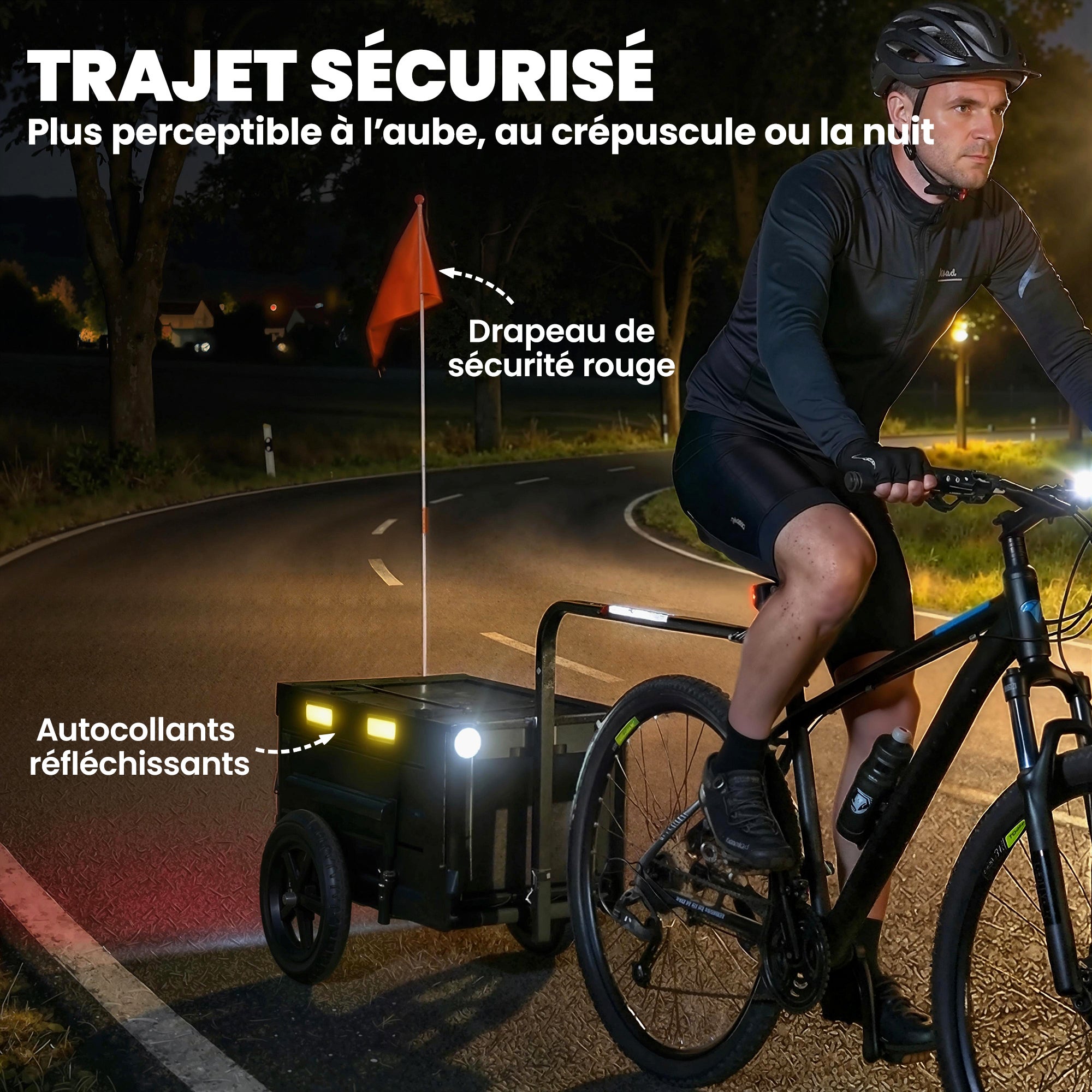 Remorque vélo cargo - chariot de transport - SPORTNOW - pliable caisse plastique 65L et couvercle - acier - 145x51,5x72cm - noir - 7