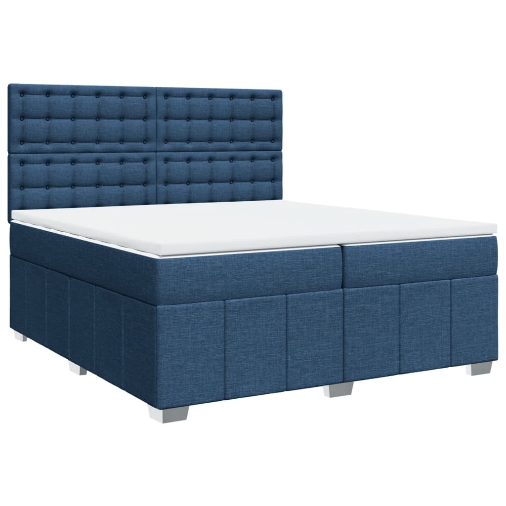 Maison Exclusive - Sommier à lattes de lit avec matelas Bleu 200x200 cm Tissu - 2