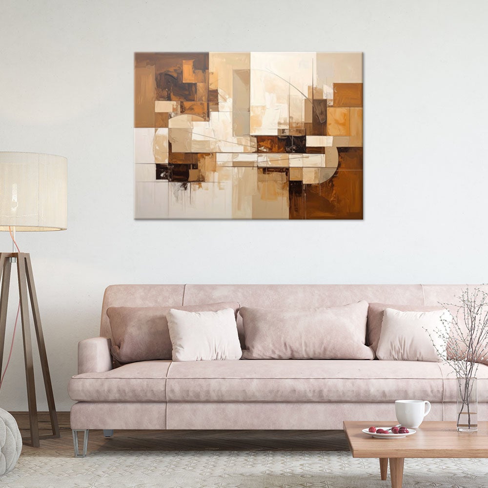 Obraz do salonu sypialni kuchni, Abstrakcja geometryczna w odcieniach beżu 60x40 - 2