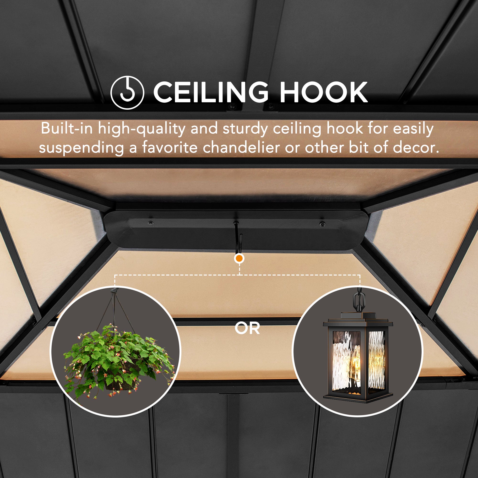 Pavillon de jardin Bruri Sunjoy, 3.9x3.4m dim. ext. (cas échéant incl. débord de toit) naturel, épaisseur paroi : 13,2m² superficie totale - 8