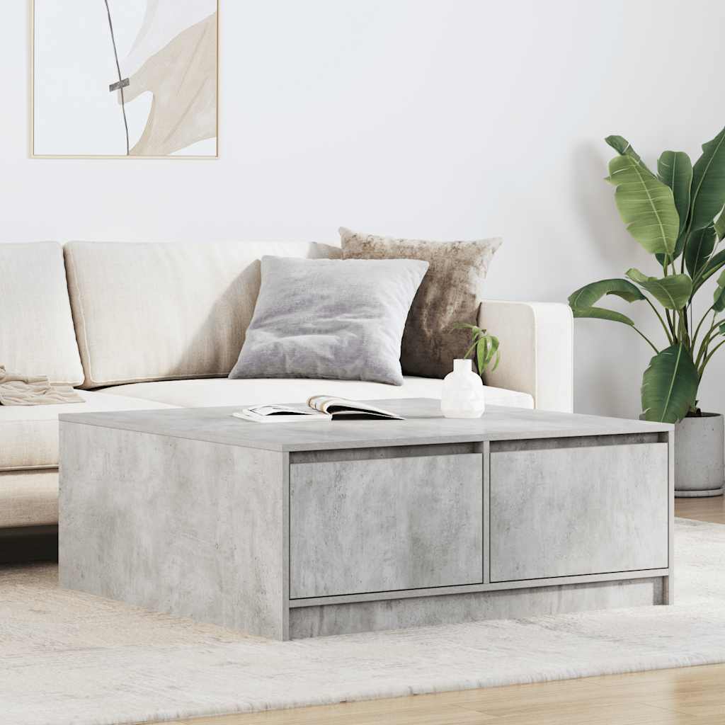 Tavolino Da Salotto Con 4 Cassetti Grigio Sonoma 100x100x40 Cm - Tavolo Centro Soggiorno In Legno Tecnico
