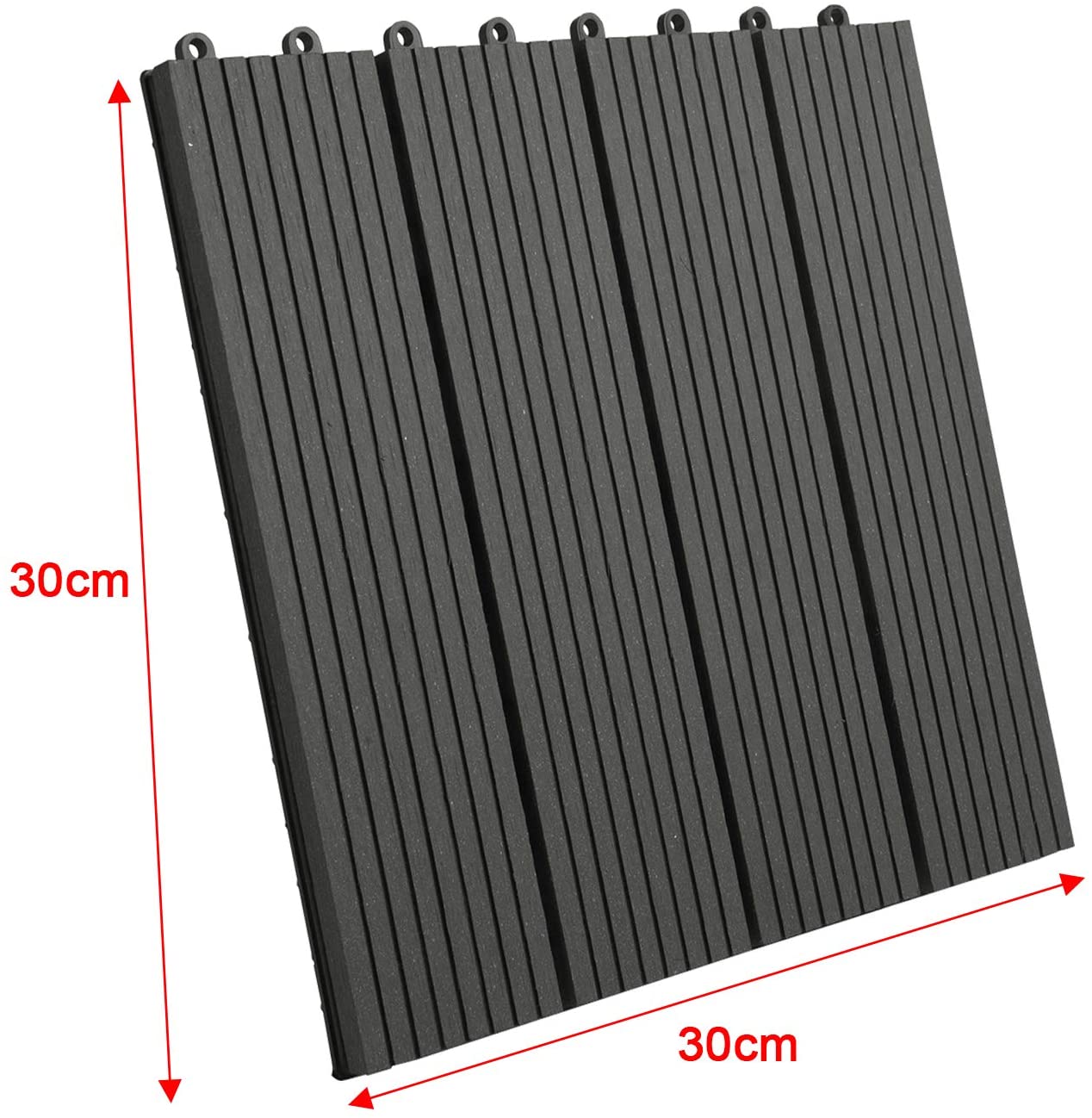 WPC Carrelage de sol 30x30cm,Revêtement de sol pour extérieur en composite bois-plastique,Anthracite(22 pièces/2 m²), WOLTU - 3