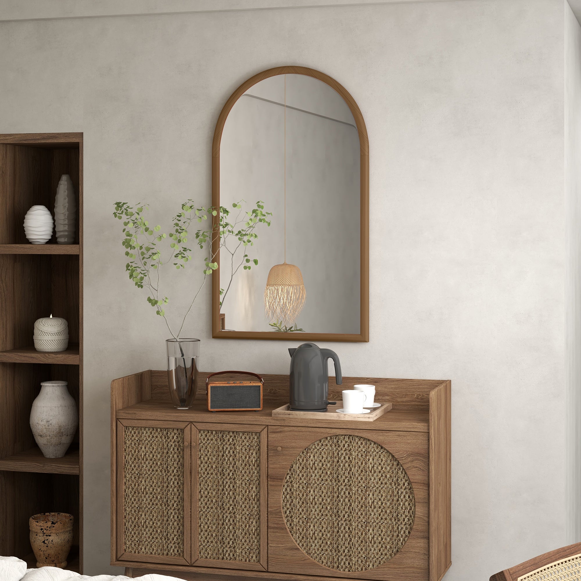 Homcom Espejo De Pared Madera De Abeto, Vidrio 65X3.5x110 Cm Marrón/Oscuro , Leroy Merlin