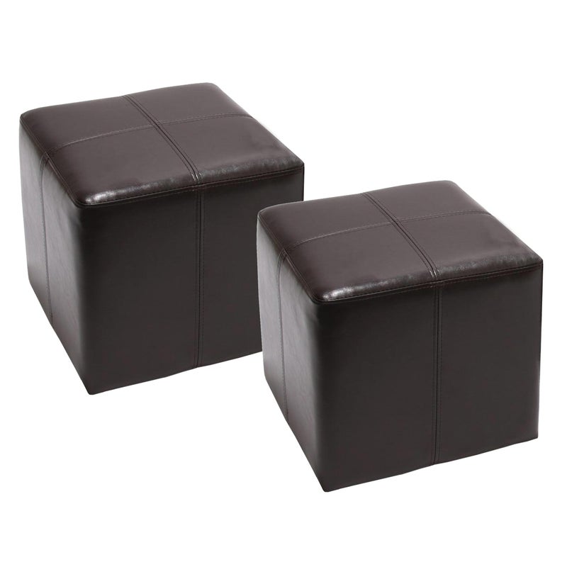 Zestaw 2 taboretów Onex, skóra + imitacja skóry, 36x36x36cm certyfikat MVG ~ brązowy