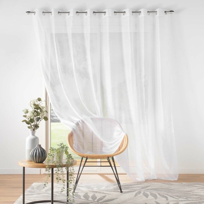 Voilage à œillets baie vitrée 300 x 240 cm – Voile sablé Lissea Blanc - 4