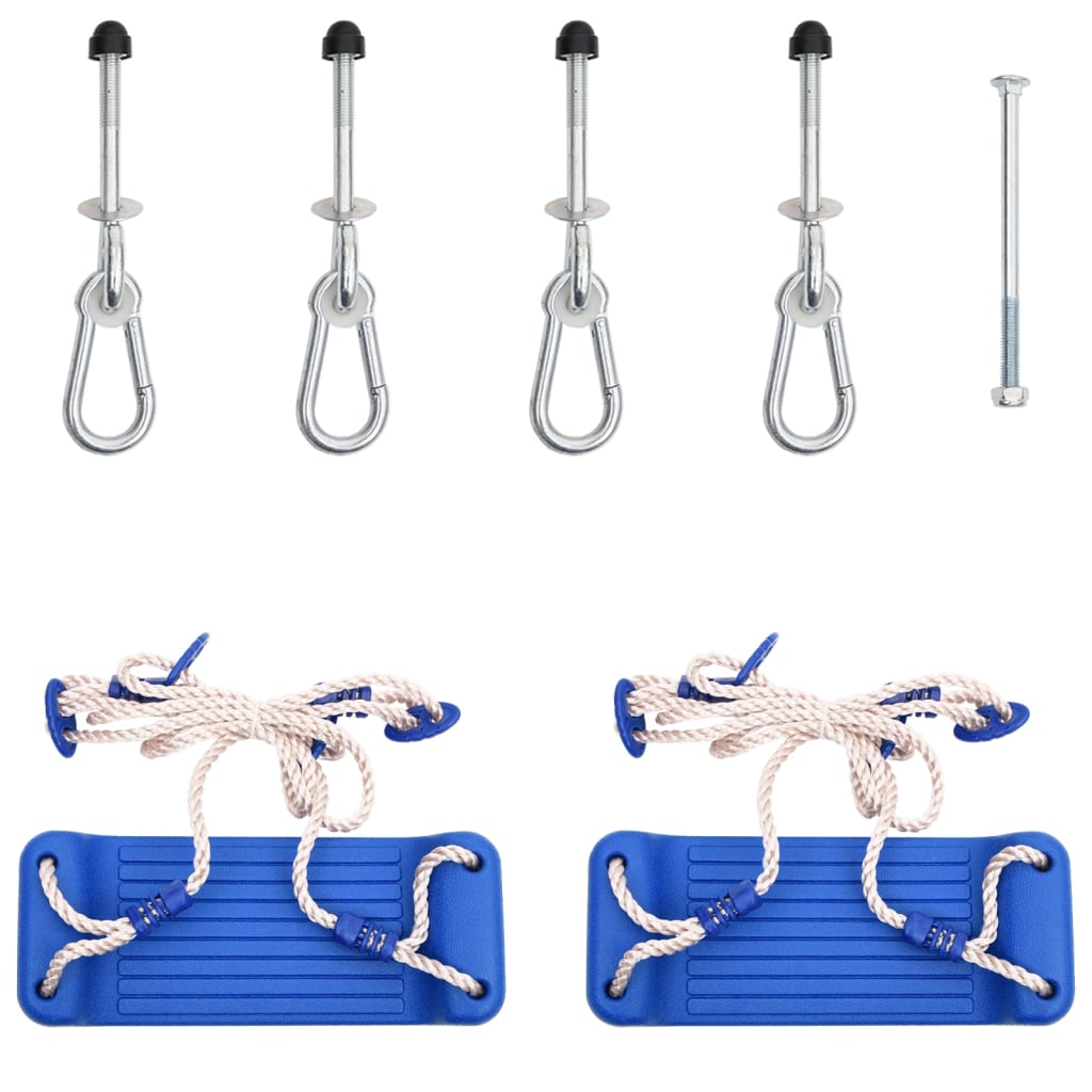 Assentos de baloiço com cordas 2 pcs 37x15 cm polietileno azul - 2