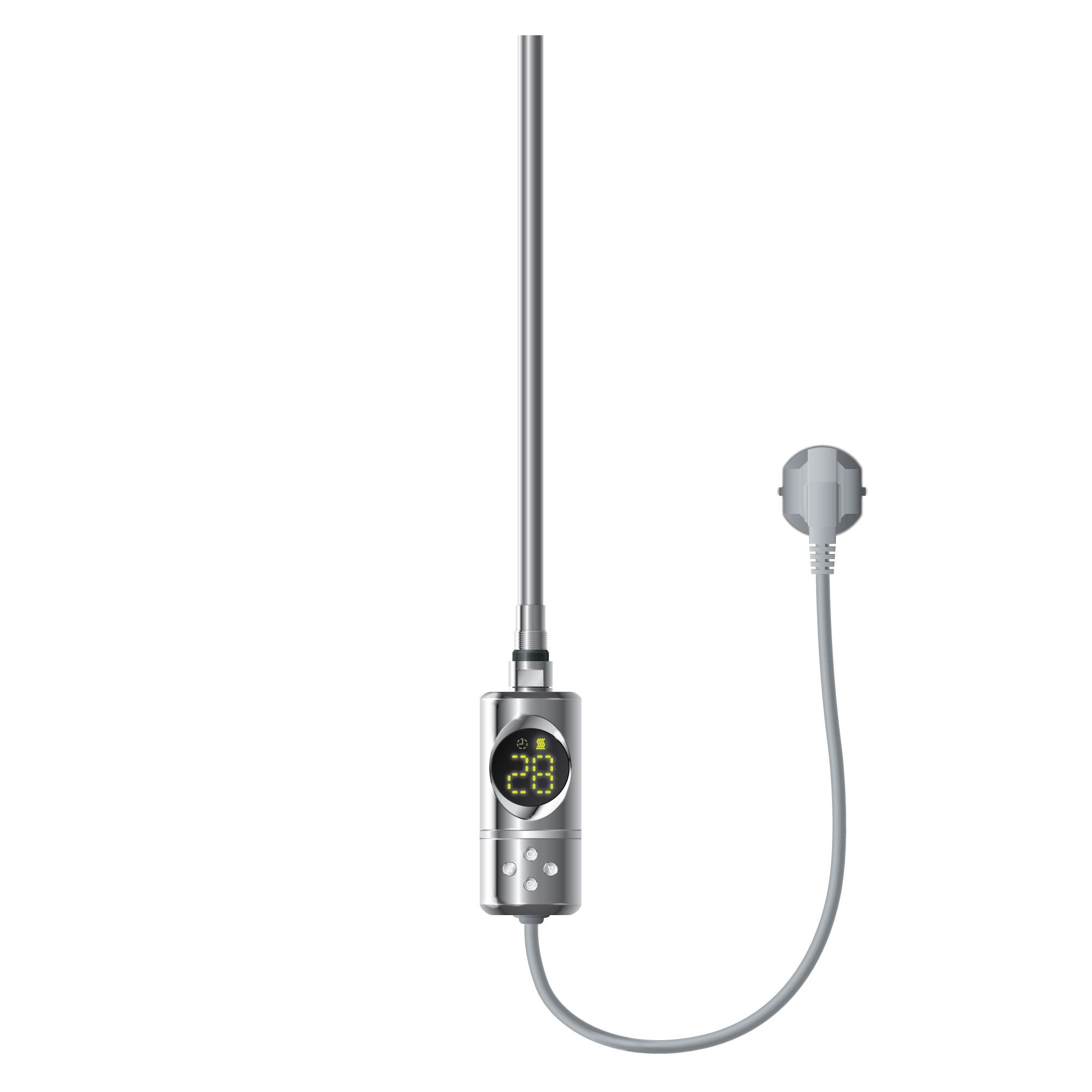 LuxeBath Element grzewczy 300W w kolorze grafitowym do grzejników lazienkowych wklad z termostatem elektroniczny regulator cieploty grzalka z wtyczka