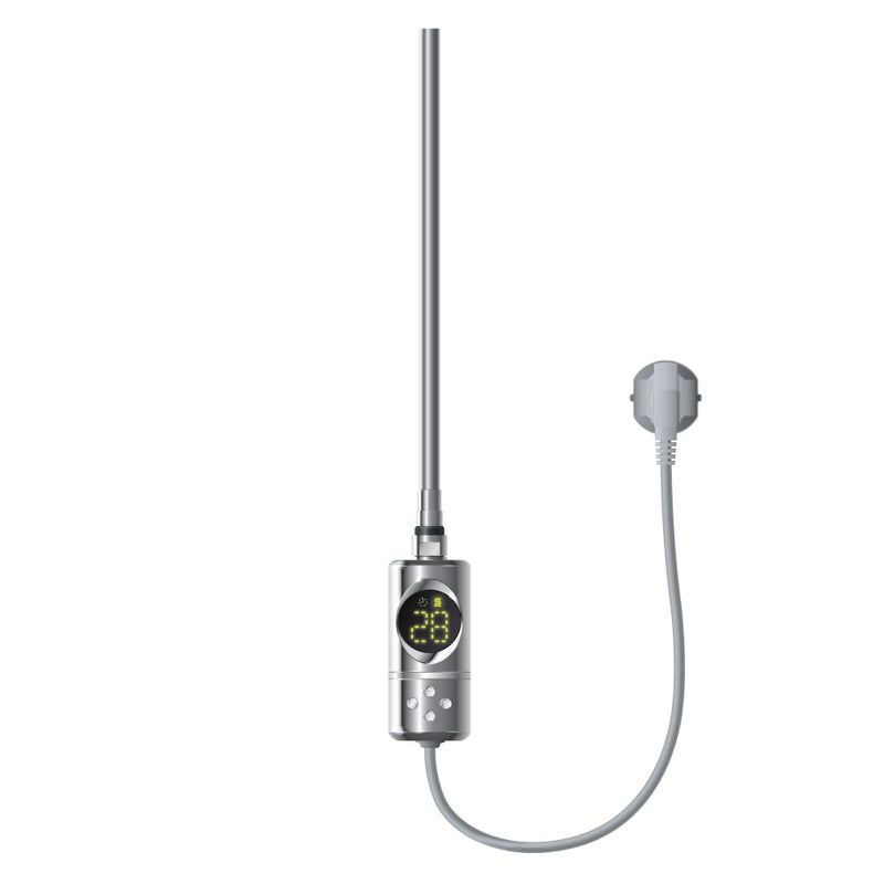 LuxeBath Element grzewczy 300W w kolorze grafitowym do grzejników lazienkowych wklad z termostatem elektroniczny regulator cieploty grzalka z wtyczka