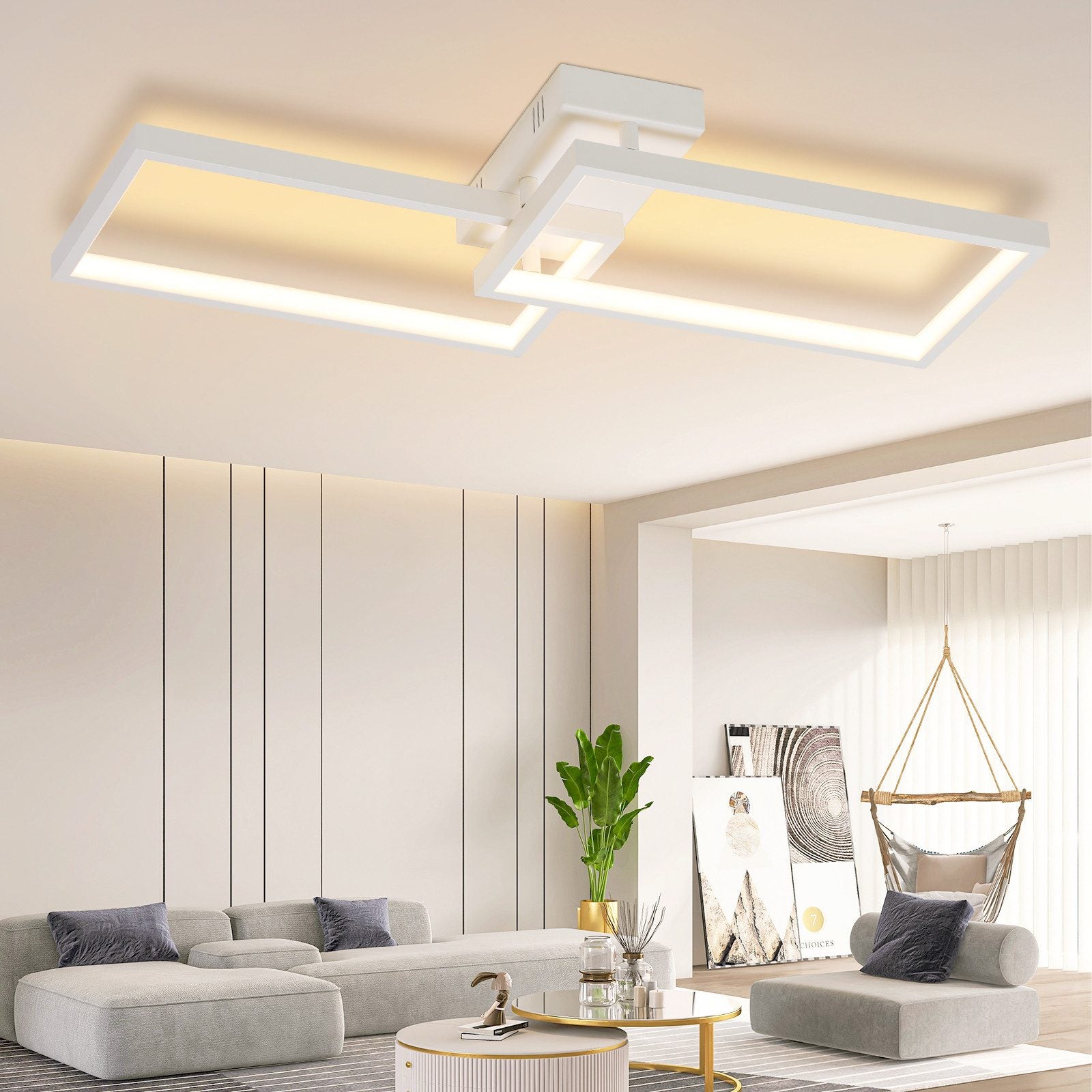 ZMH Lampa sufitowa LED z pilotem, nowoczesna metalowa lampa do sypialni, 2 sztuki