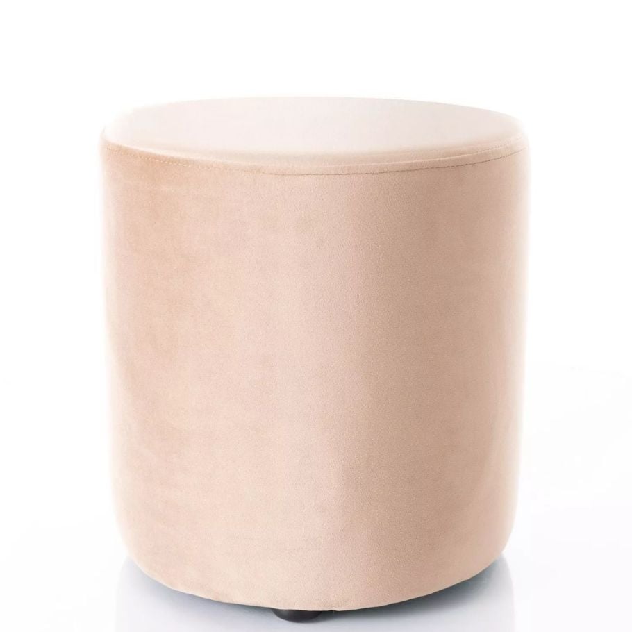 Pouf rond en velours 33 x 36 cm beige DELTA | Leroy Merlin
